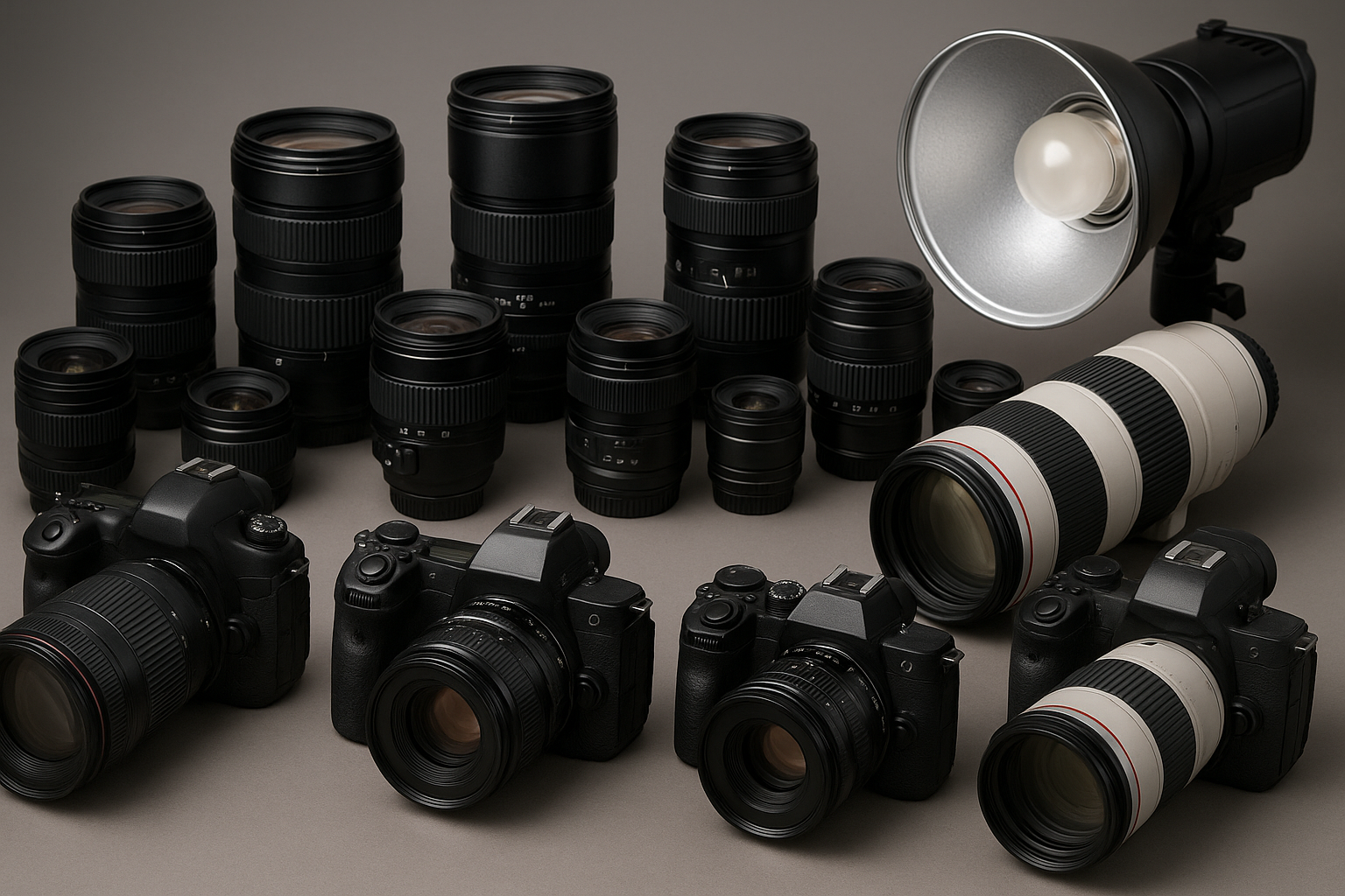 plusieurs appareils photographies avec objectifs photographie 